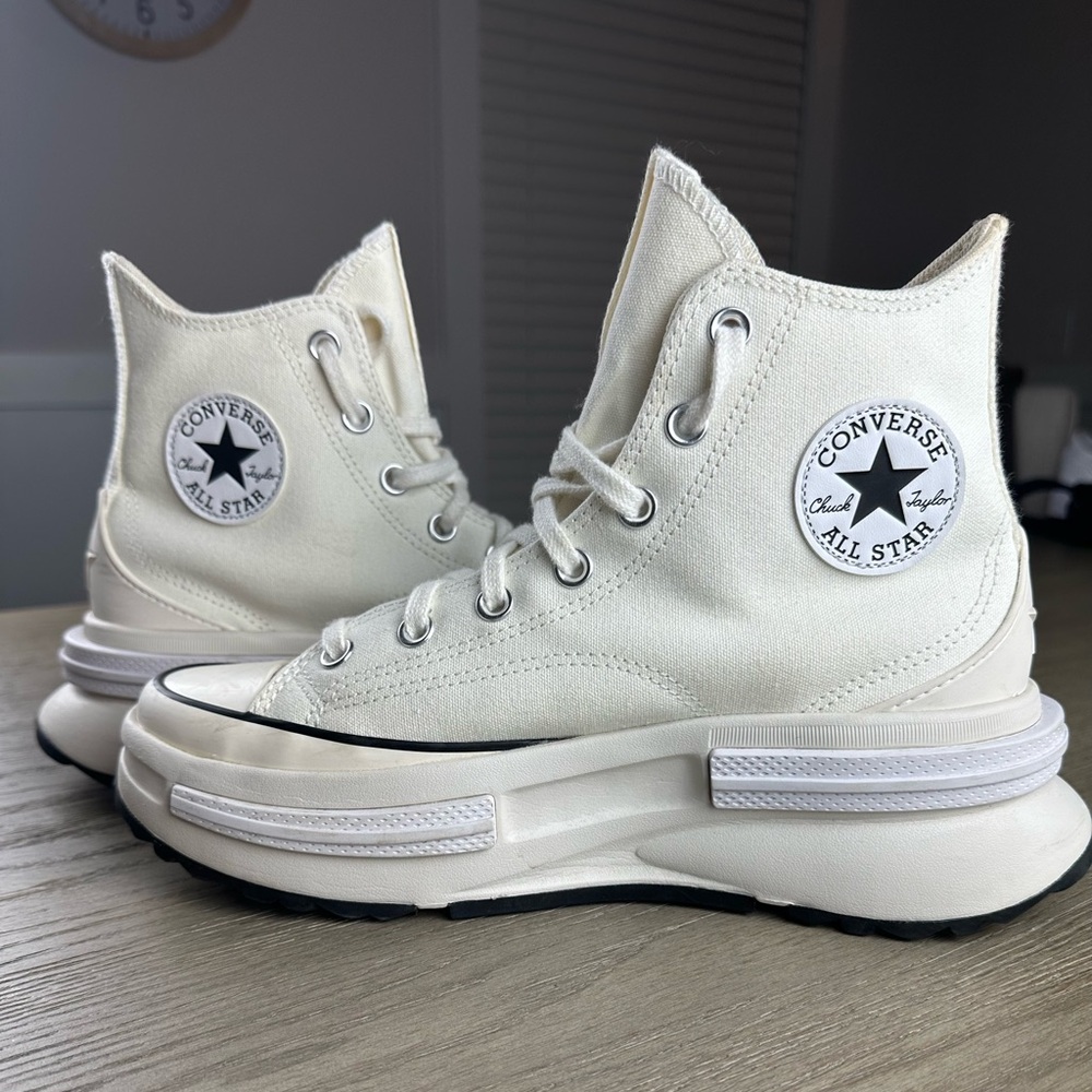 Converse Run Star Legacy CX high-top platform sneakers egret/white canvas